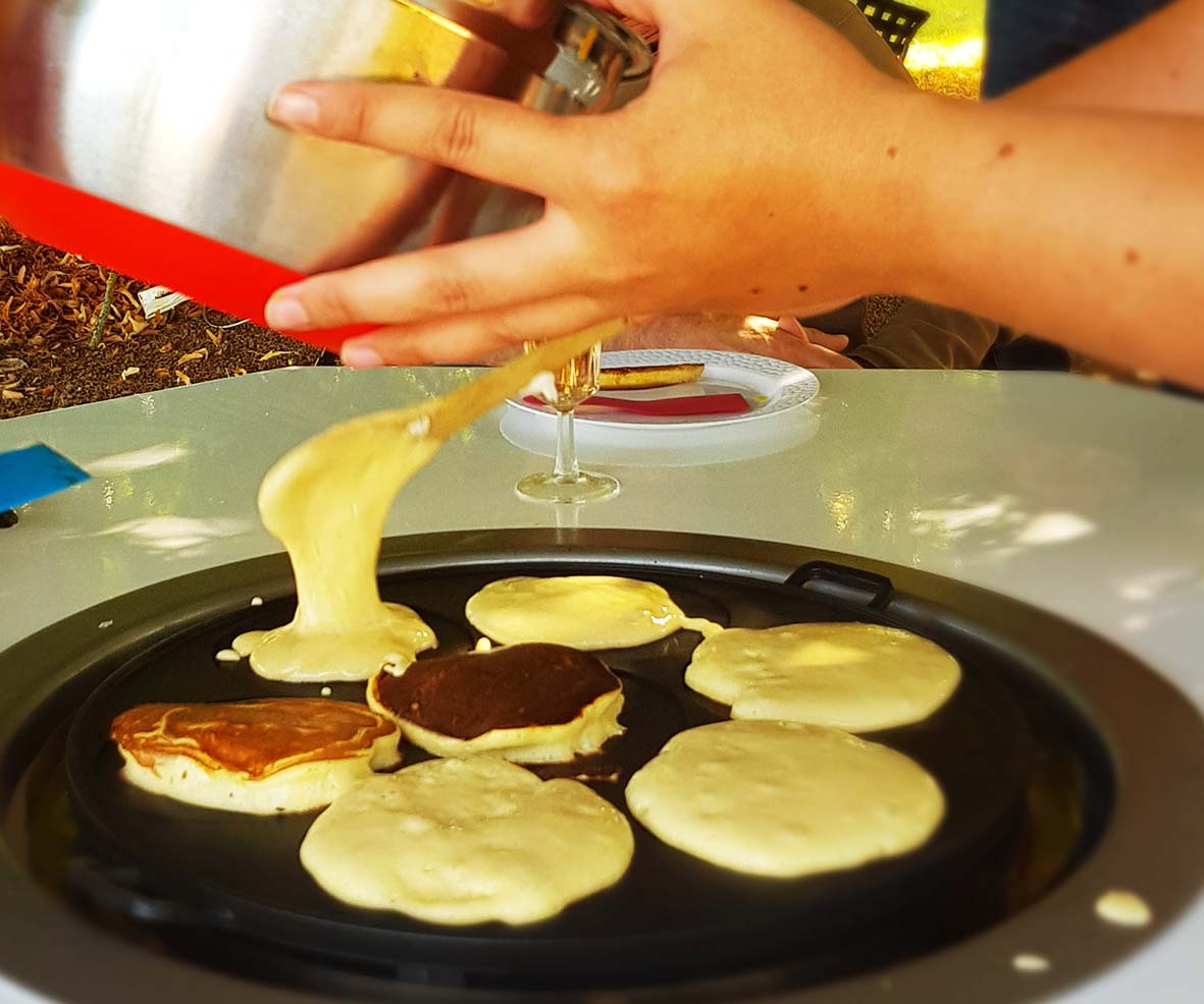 cuisson des pancakes à la plancha